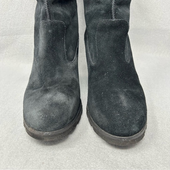 UGG Australia Kyra Genuine Shearling Wedge Heel Ankle Boots Black Suede Size 10 - Picture 6 of 11